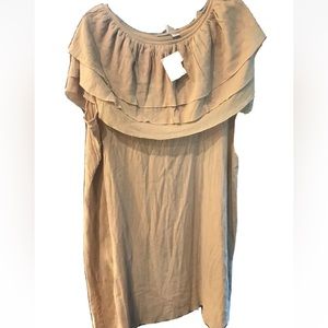 Vicki Wayne beige RUFFLE DRESS Egyptian mummy 4XL Sleeveless Gauzy 100% Cotton